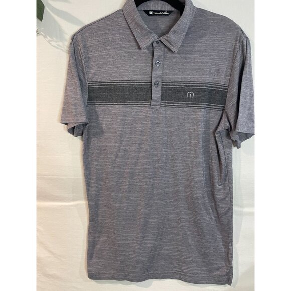 Travis Mathew Men's Polo Shirt Small Gray & Black Striped Premium Comfort - Picture 7 of 12